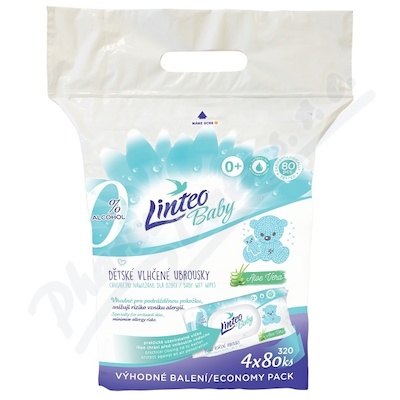 Vlhčené ubrousky LINTEO BABY s Aloe vera 4x80ks