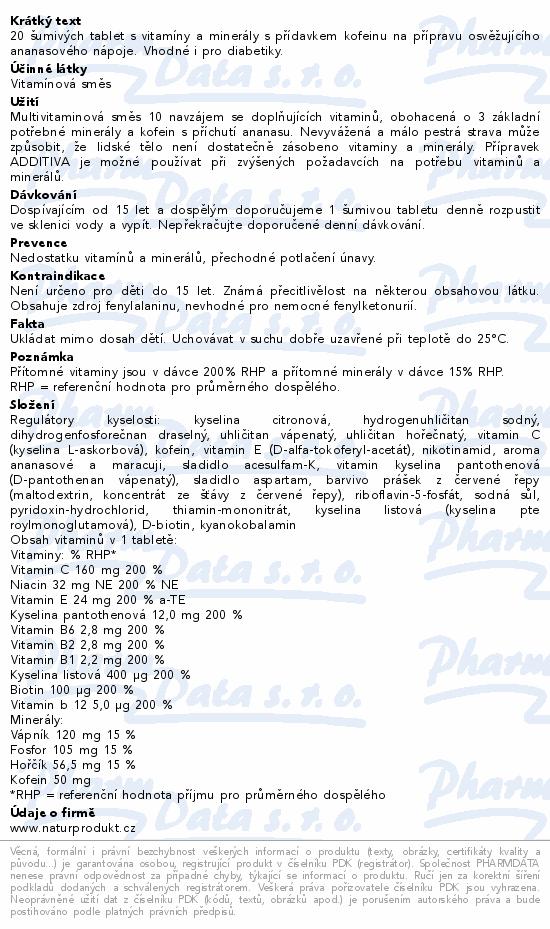 Additiva multivit.+miner.+kofein ananas šum.tbl.20