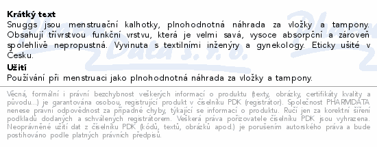 Snuggs Menstruační kalhotky stř.men.klas.střih XXL