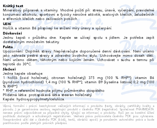 IQ Mag Hořčík 375mg+vit.B6+kyselina listová cps.60