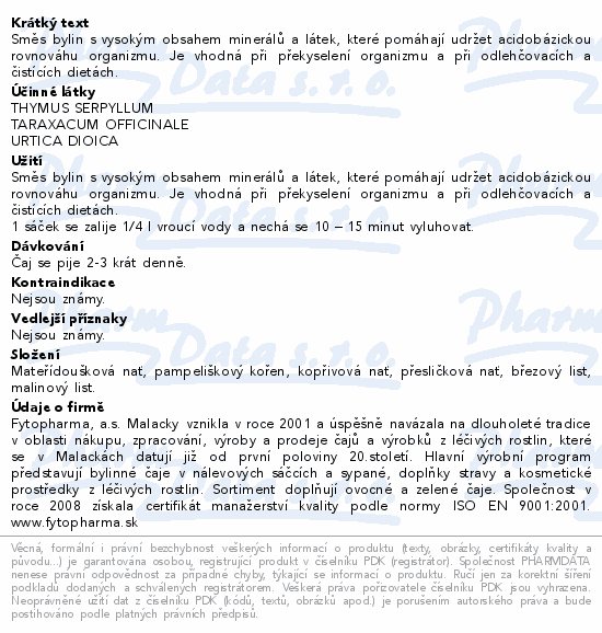 Bylinná směs na odkyslení 20x1.5g Fytopharma