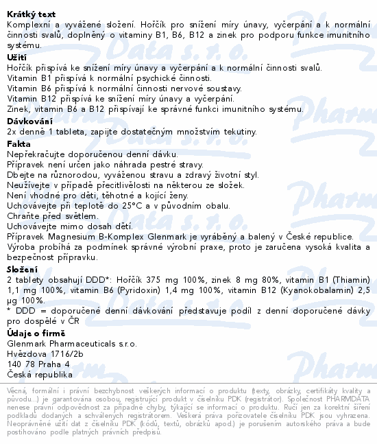 Magnesium B-komplex+Zinek Glenmark tbl.100