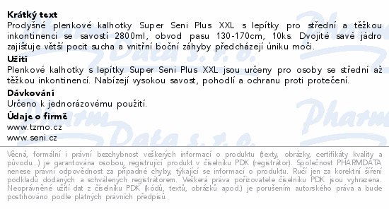 Seni Super Plus inkont.plen.kalhotky XXL 10ks