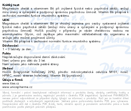 Klas Magnésium chelát+vit.B6 tbl.90