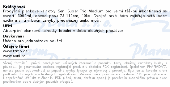 Seni Super Trio inkon.plen.kalh.s lepítky M 10ks