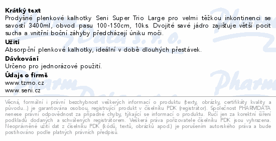 Seni Super Trio inkon.plen.kalh.s lepítky L10ks